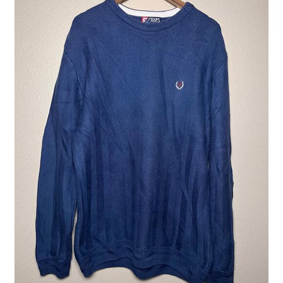 🔵 Chaps Ralph Lauren 👕 Embroidered Crest Knit Sweater – L - Picture 1 of 4